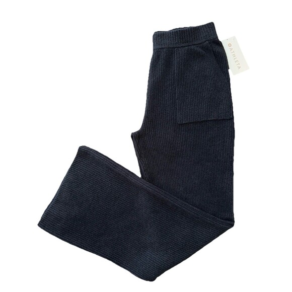 Athleta Rib Knit Cozy Lounge Pant Black Cotton Cashmere Blend Wide Leg M NWT - Picture 5 of 9